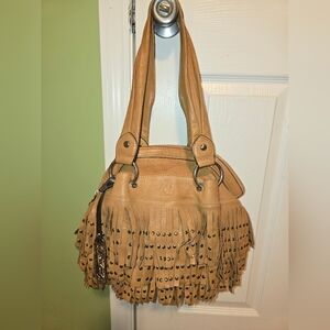 B. Makowsky Leather Fringe Purse Bag